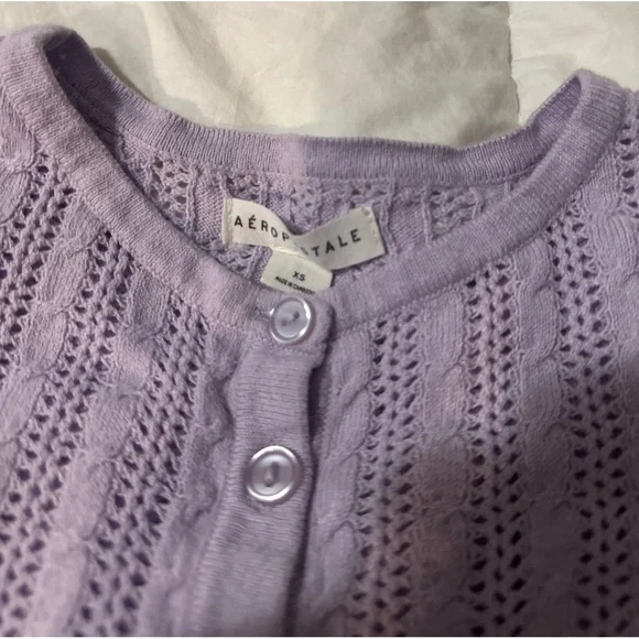 Aeropostale Lavender Cable Knit Cardigan Sweater - Picture 3 of 4